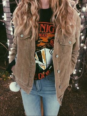 Brandy Melville Tan Corduroy Button-Up Jacket